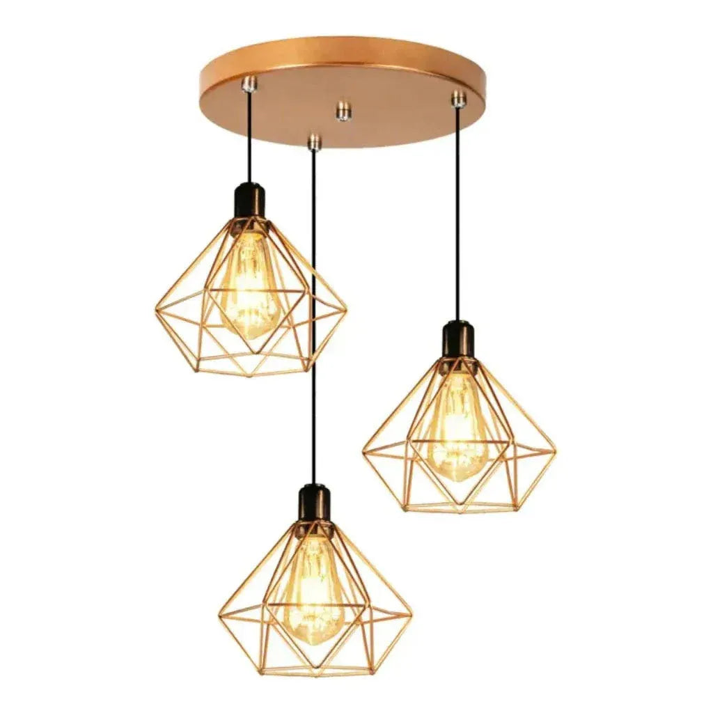 Luminária Pendente Triplo Aramado Diamante Lar Bonito