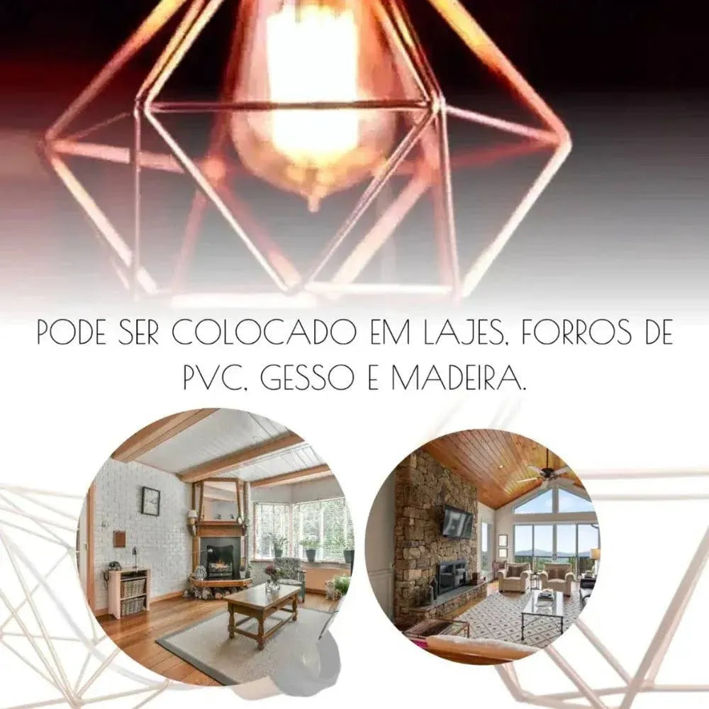 Luminária Pendente Triplo Aramado Diamante Lar Bonito