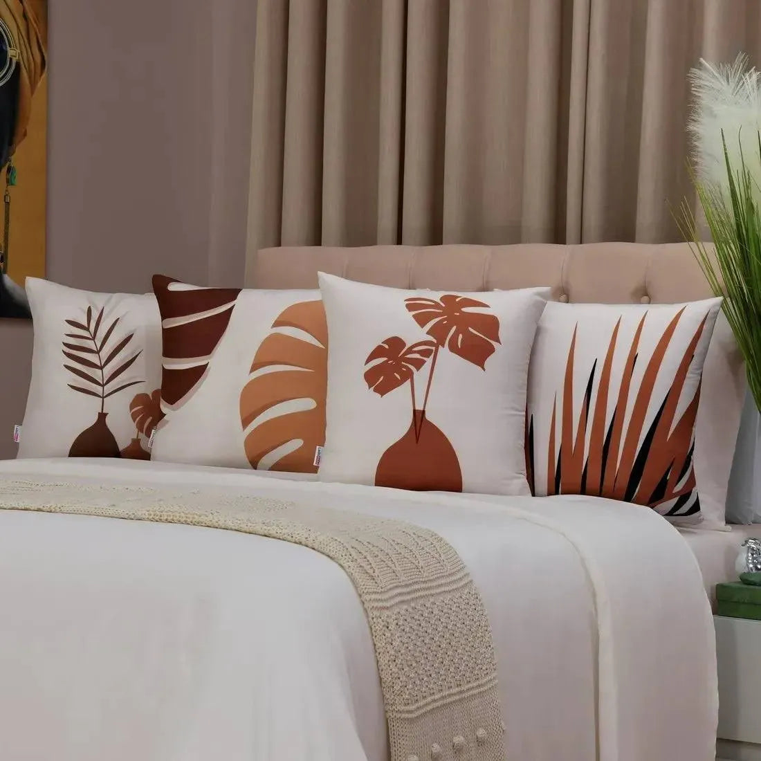 Kit 4 Capas Almofadas Decorativas Bege 45x45 Lar Bonito
