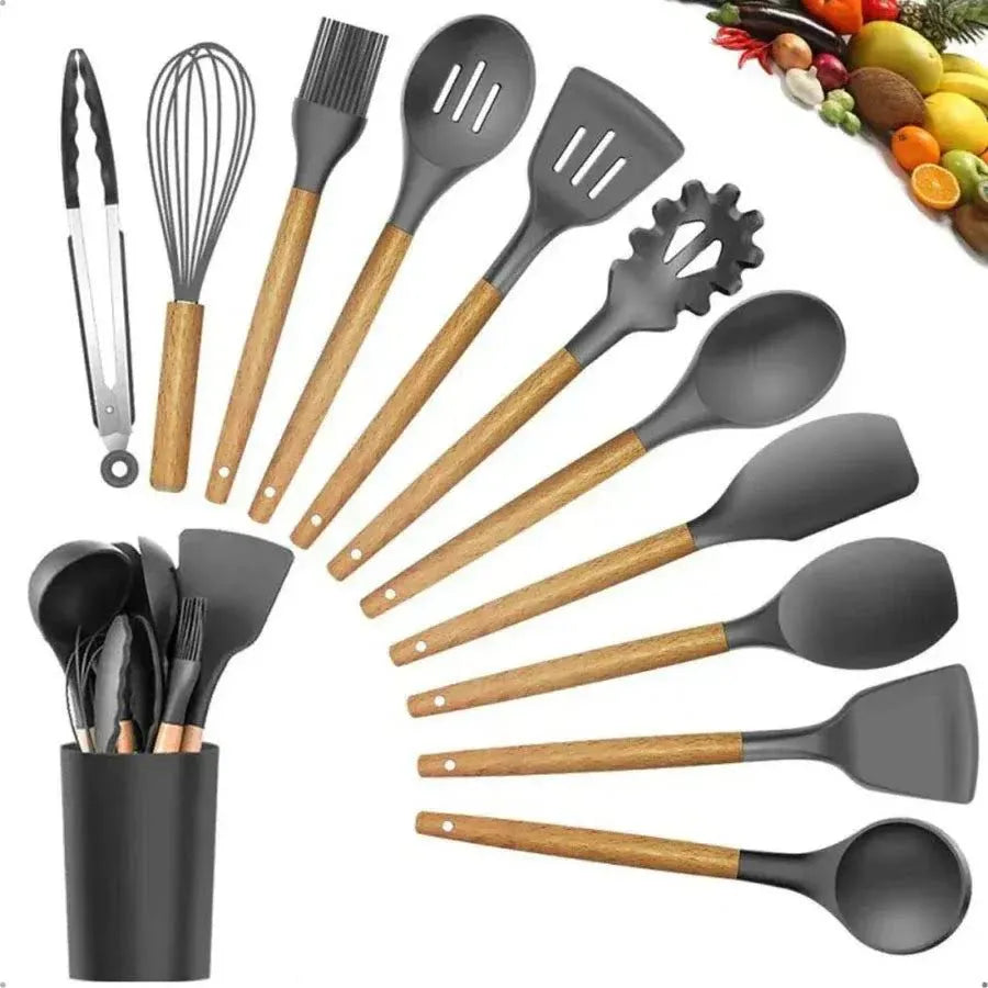 Kit Utensílios de Cozinha em Silicone Lar Bonito