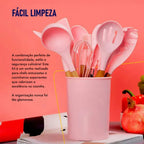 Kit Utensílios de Cozinha em Silicone Lar Bonito