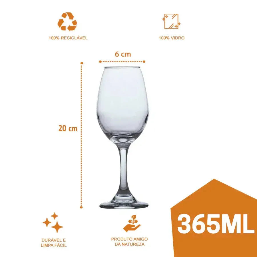 Kit 3 Taças de Vidro Água e Vinho Tinto Luxo Lar Bonito