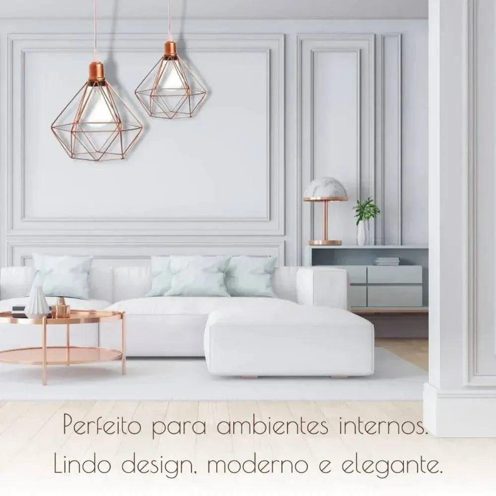 Luminária Pendente Triplo Aramado Diamante Lar Bonito
