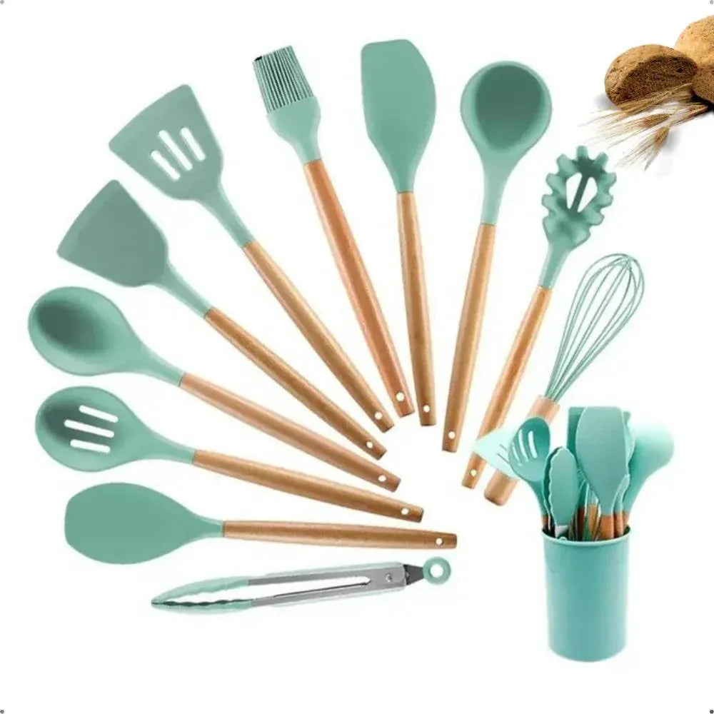 Kit Utensílios de Cozinha em Silicone Lar Bonito